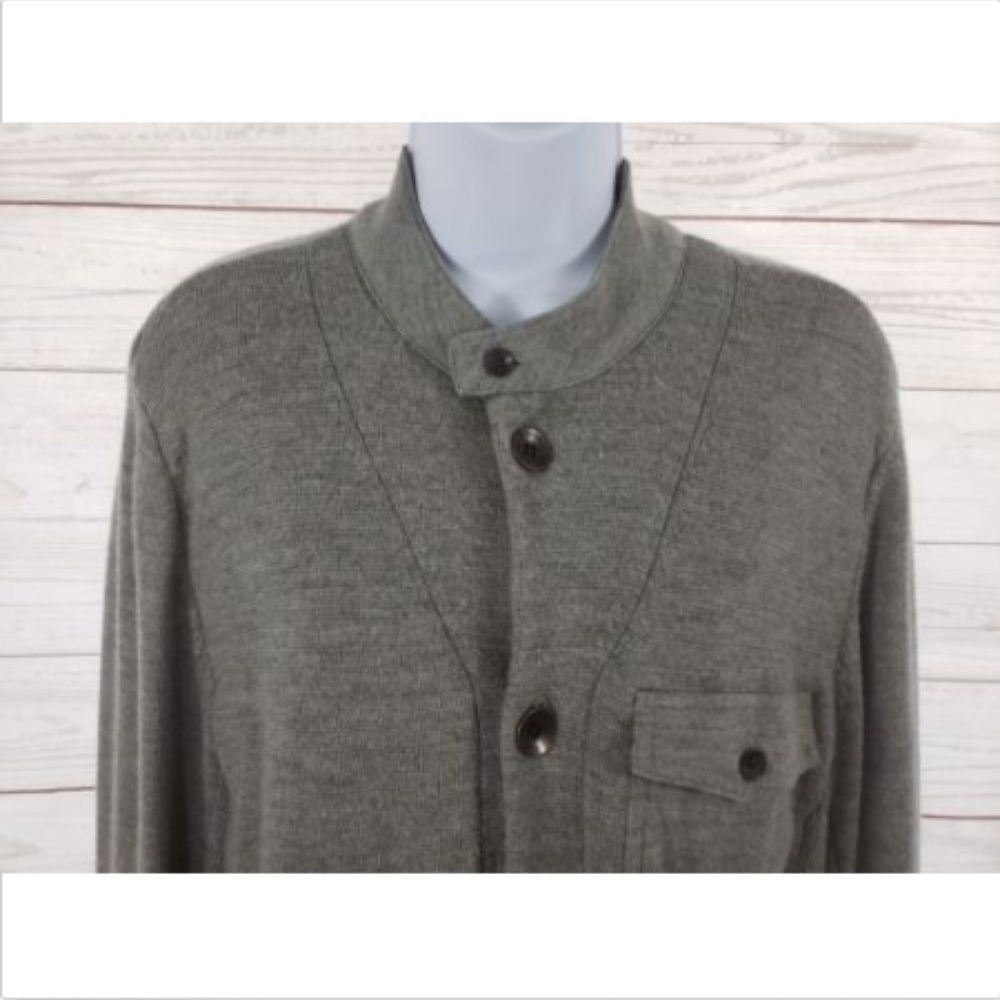 Rag & Bone Wool Sweater Large Gray Button Front - image 2